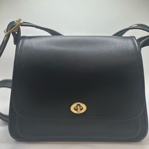 VINTAGE COACH 9061 Rambler's Legacy Black Leather Crossbody Bag NICE!